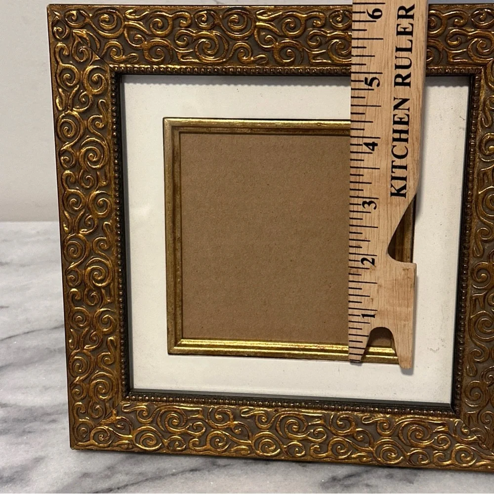 Ornate Gold Swirl Picture Frame box style fits 4x4” photo